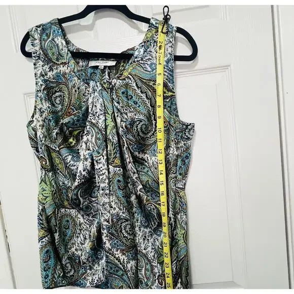 Jones Studio Separates Woman’s Multi Color Paisley Sleeveless Blouse Size XL EUC - Picture 6 of 12